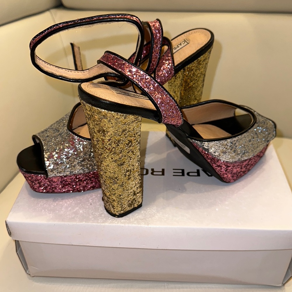 Multi Colored Sequins Platform Heels - image 1